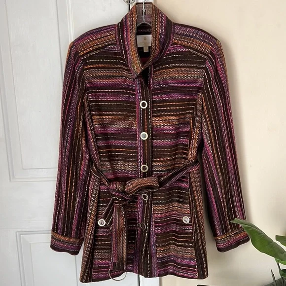 Etcetera Henry Tweed Jacket Brown Pink Orange Coat Jacket Size 8 - Picture 1 of 13